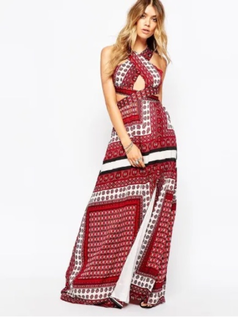 Missguided Cross Front Halter Maxi Dress